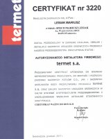 Certyfikat firmy Termet