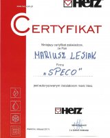 Certyfikat firmy Herz